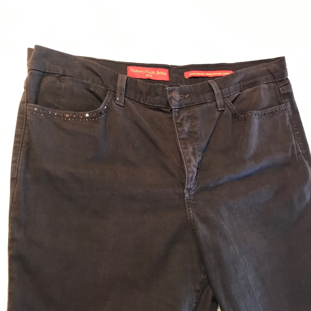 Brown NYDJ Tummy Tuck Jeans with Embellishments